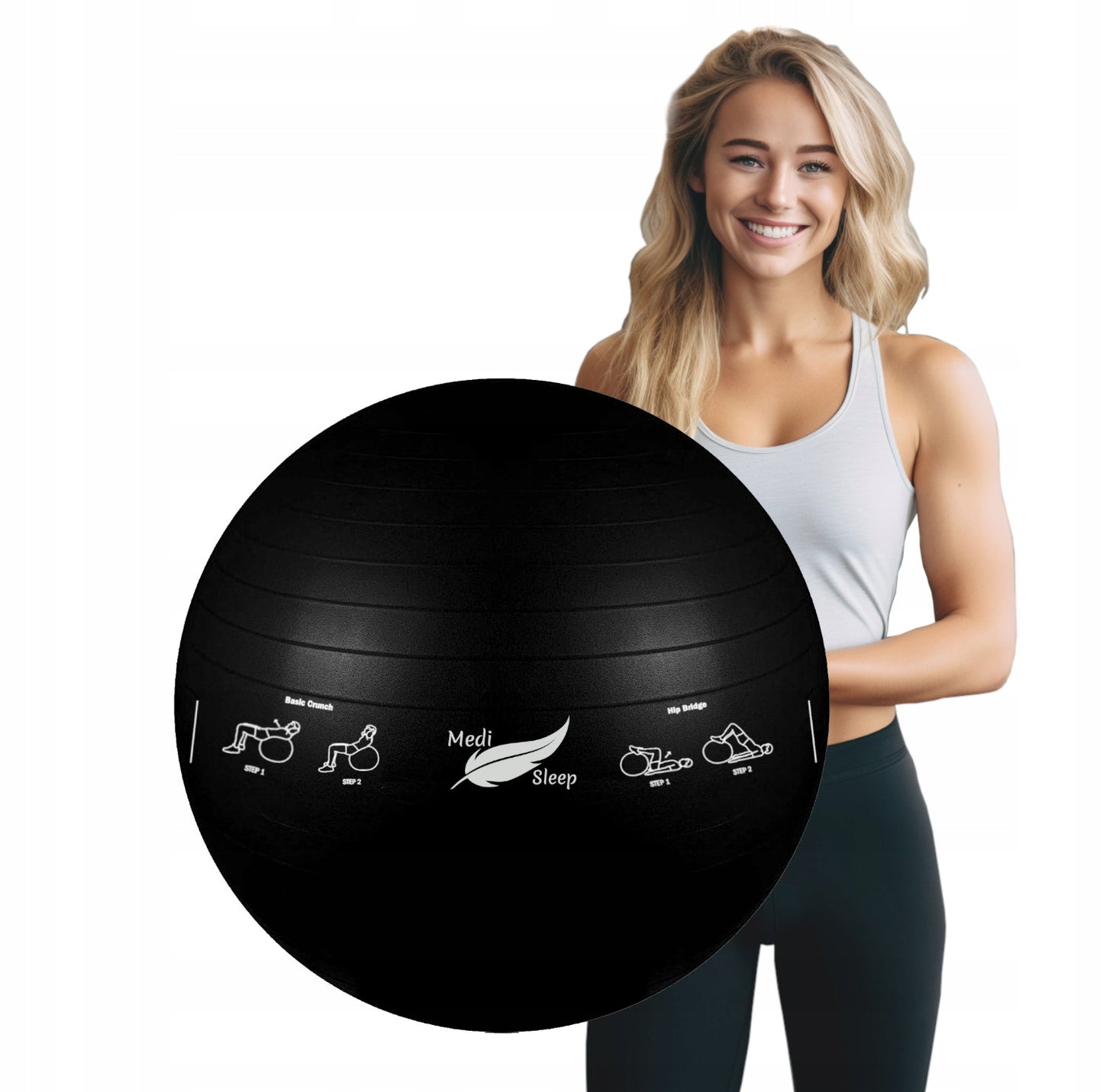Reabilitacinis gimnastikos kamuolys pratimams, treniruotėms, fitnesui su pompa, 65cm