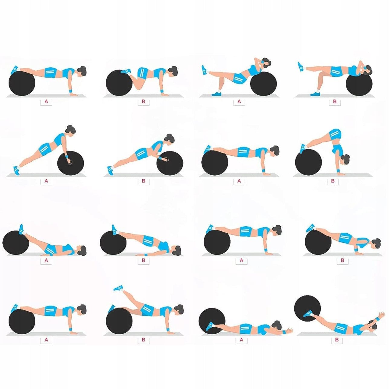 Reabilitacinis gimnastikos kamuolys pratimams, treniruotėms, fitnesui su pompa, 65cm