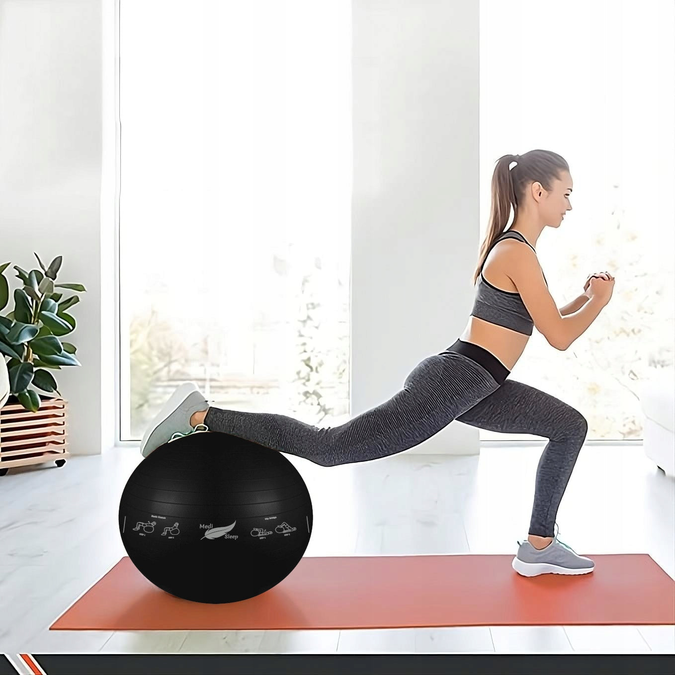 Reabilitacinis gimnastikos kamuolys pratimams, treniruotėms, fitnesui su pompa, 65cm
