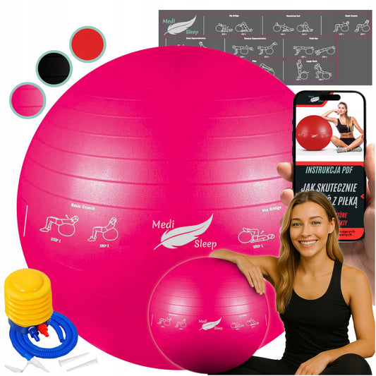 Reabilitacinis gimnastikos kamuolys pratimams, treniruotėms, fitnesui su pompa, 65cm