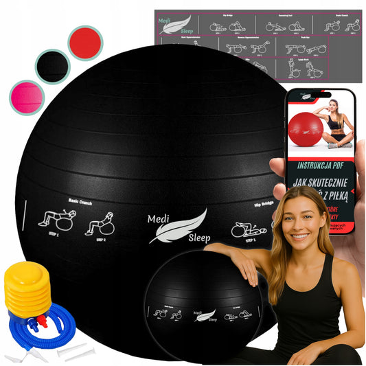 Reabilitacinis gimnastikos kamuolys pratimams, treniruotėms, fitnesui su pompa, 65cm
