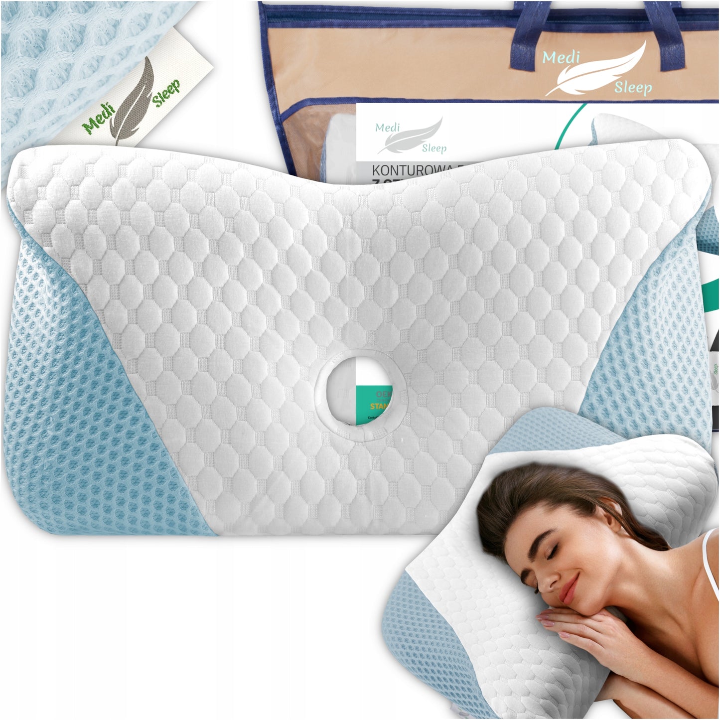 Didelė profiliuota ortopedinė pagalvė miegojimui ant šono, memory