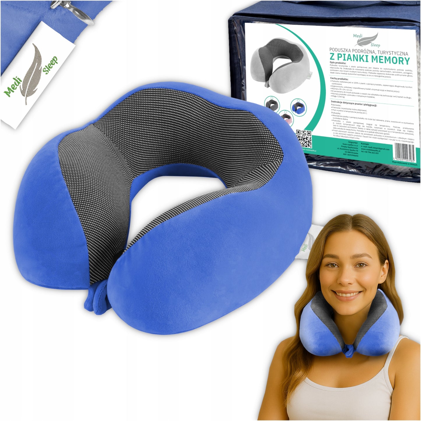Kelioninė pagalvėlė kaklui, automobilio atrama, memory MEDI