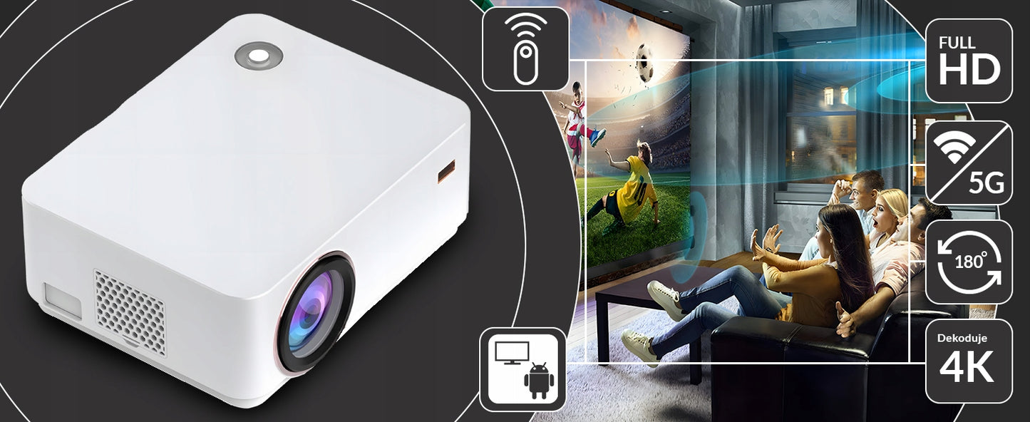 PROJEKTORIUS SMART TV WIFI FULL HD 4K 900lm LCD LED BLUETOOTH ANDROID