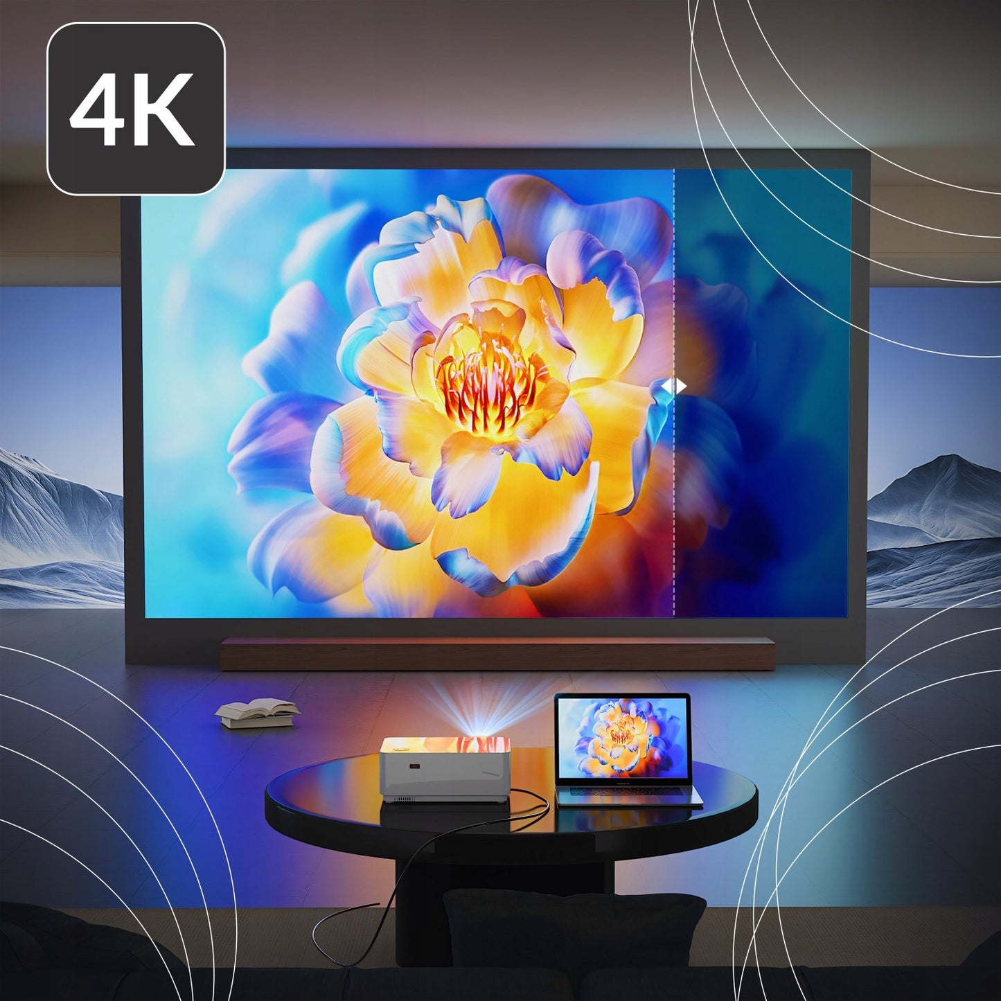 PROJEKTORIUS SMART TV WIFI FULL HD 4K 900lm LCD LED BLUETOOTH ANDROID