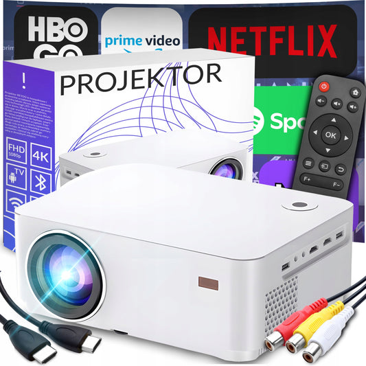 PROJEKTORIUS SMART TV WIFI FULL HD 4K 900lm LCD LED BLUETOOTH ANDROID