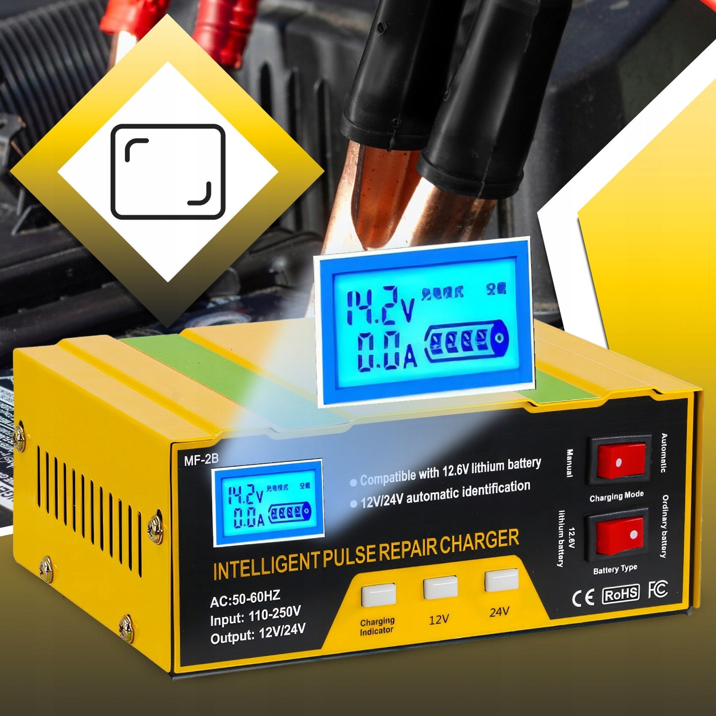 Automobilinis akumuliatorių įkroviklis su remonto funkcija 12V 24V