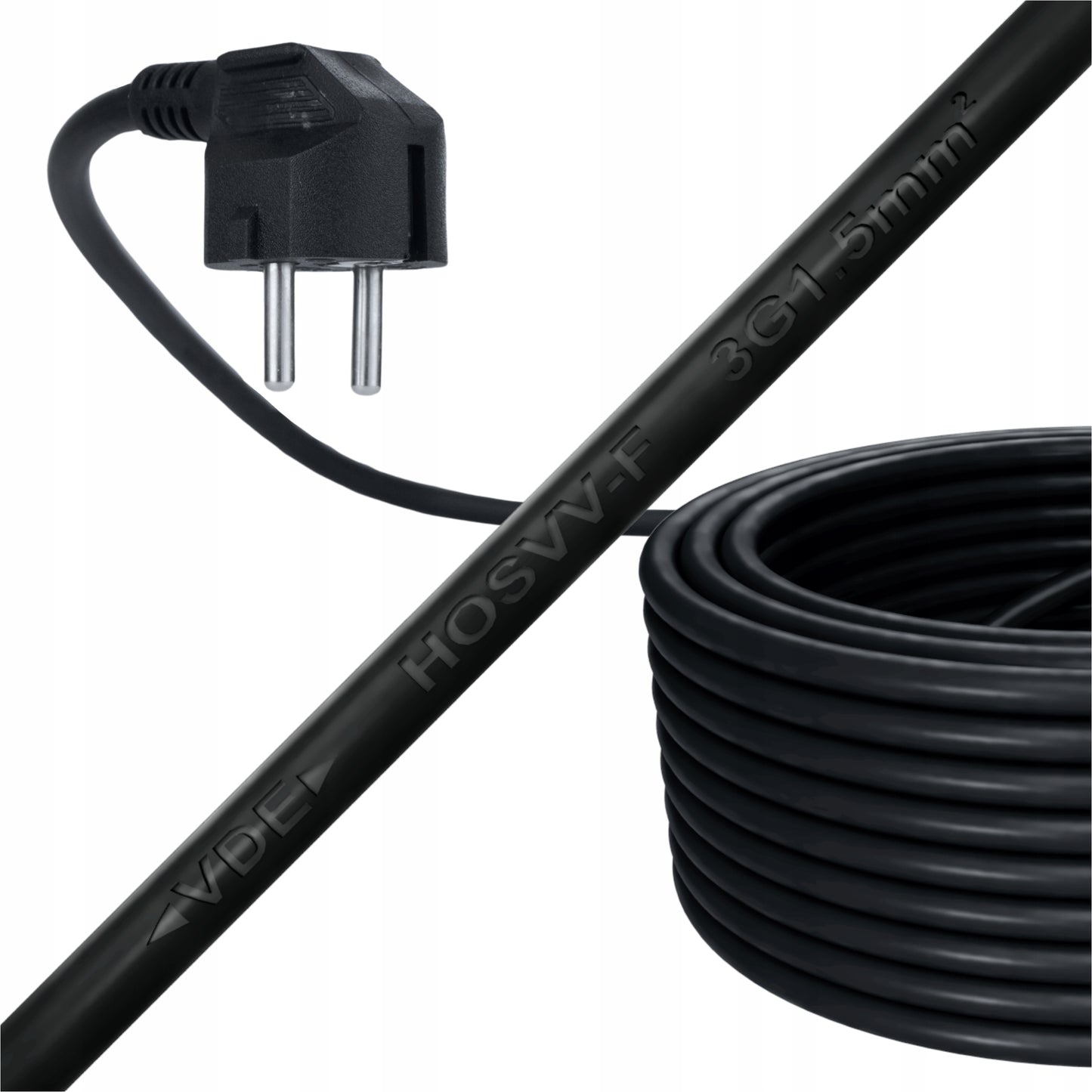 Statybinis sodo elektros prailgintuvas 20 m 3x1,5 mm² IP20 BLACK
