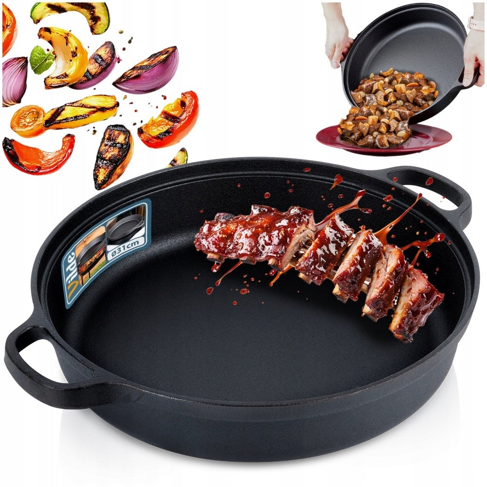 Tradicinė ketaus keptuvė be dangos kepimui, troškinimui, griliui 30 cm