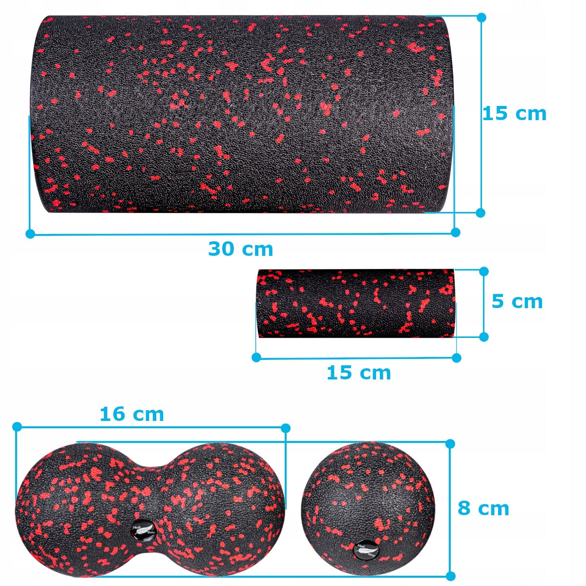 EPP putplasčio volelio, kamuoliuko ir duobalo masažo rinkinys, 4 vnt.