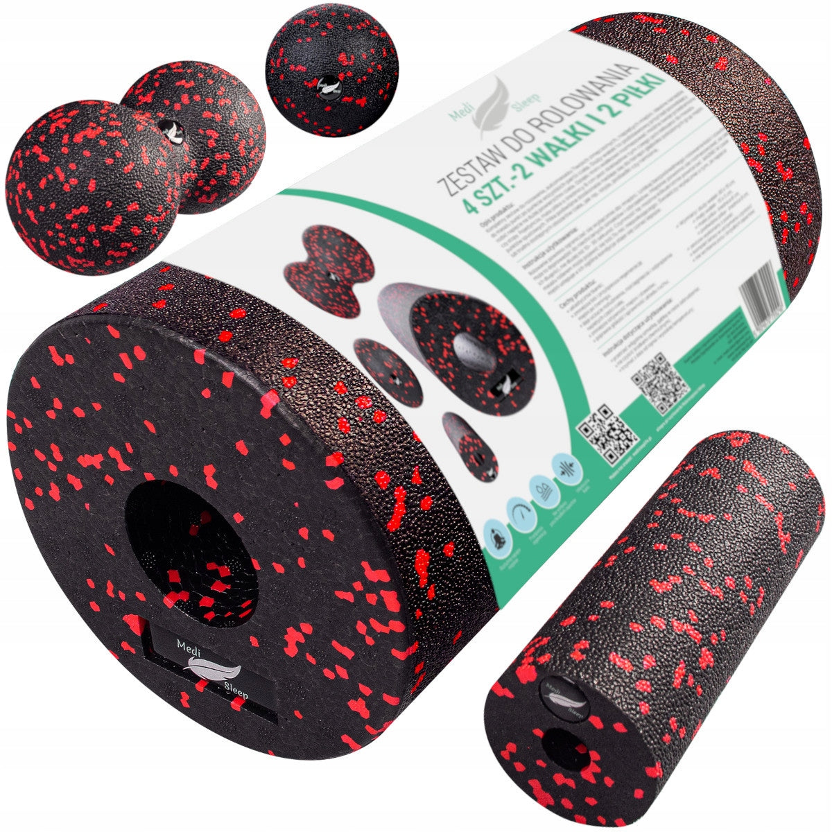 EPP putplasčio volelio, kamuoliuko ir duobalo masažo rinkinys, 4 vnt.