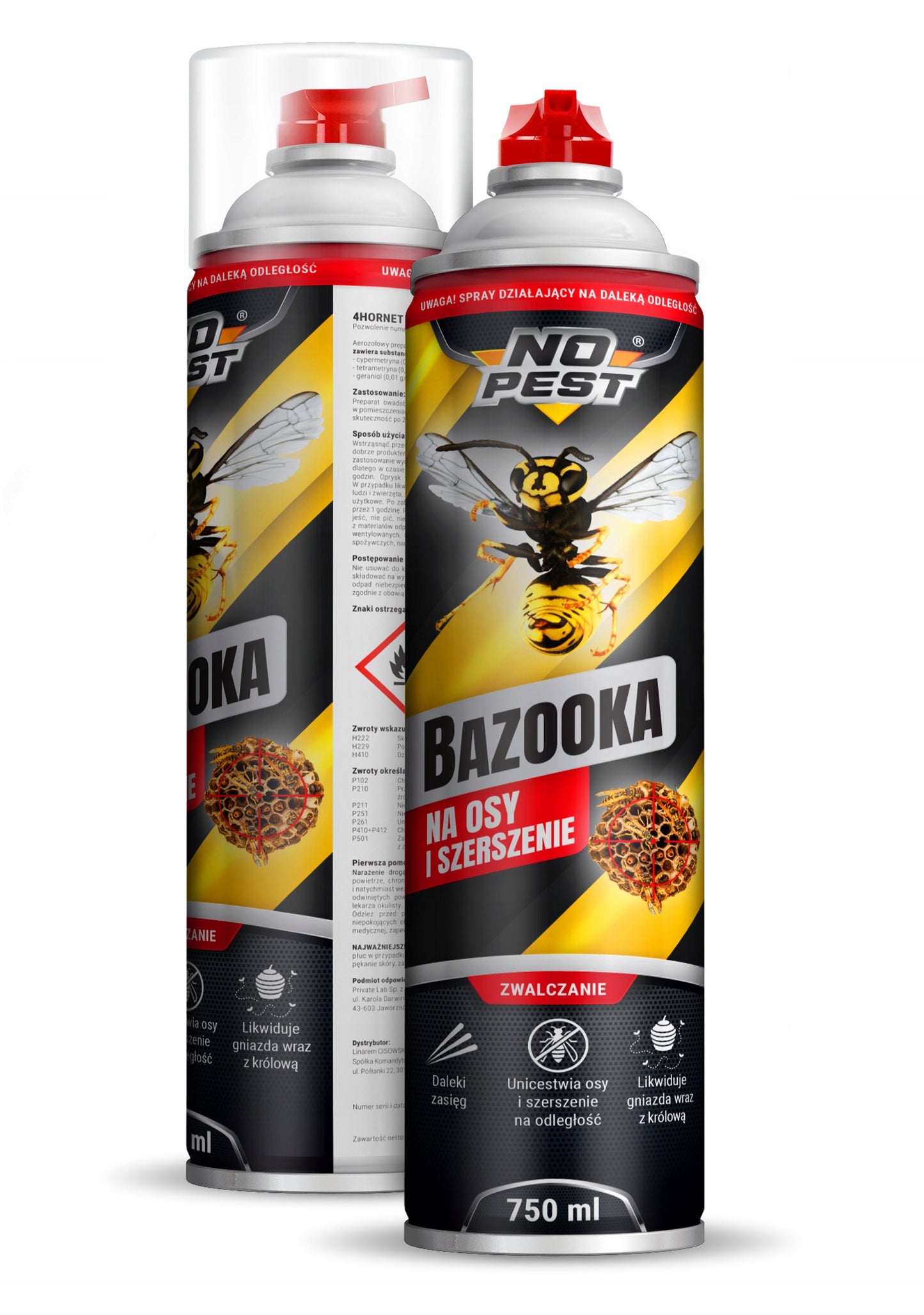 Stiprus purškiamasis preparatas nuo vapsvų ir širšių lizdų BAZOOKA 750ml