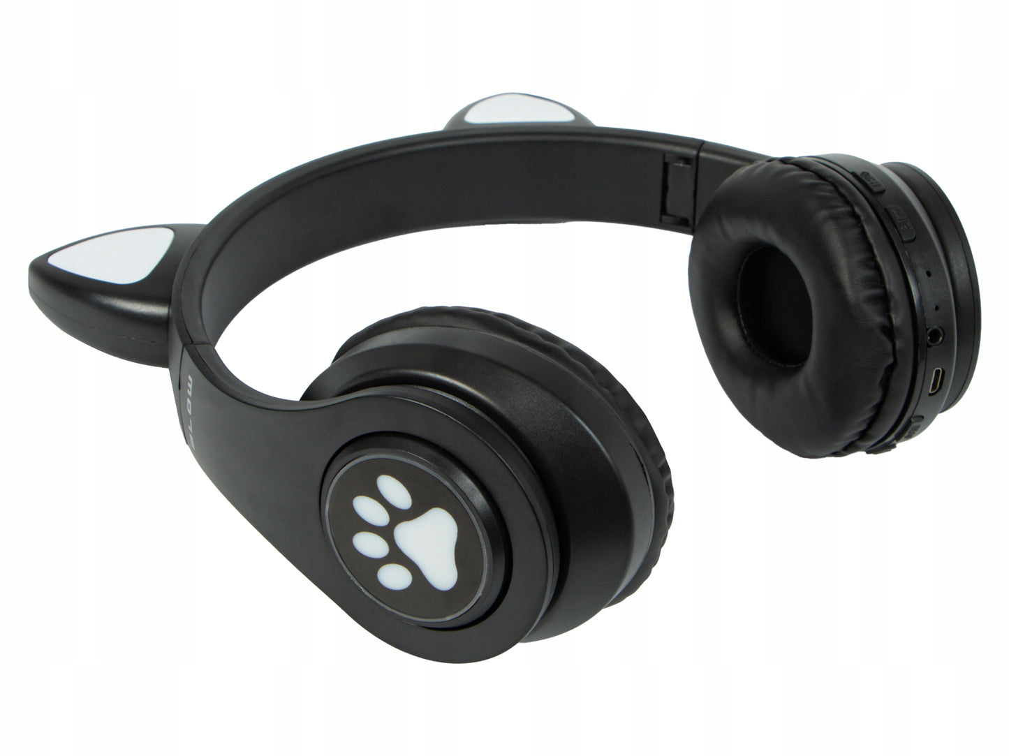 Belaidės ausinės vaikams Bluetooth, mikrofonas, katės ausytės, LED RGB
