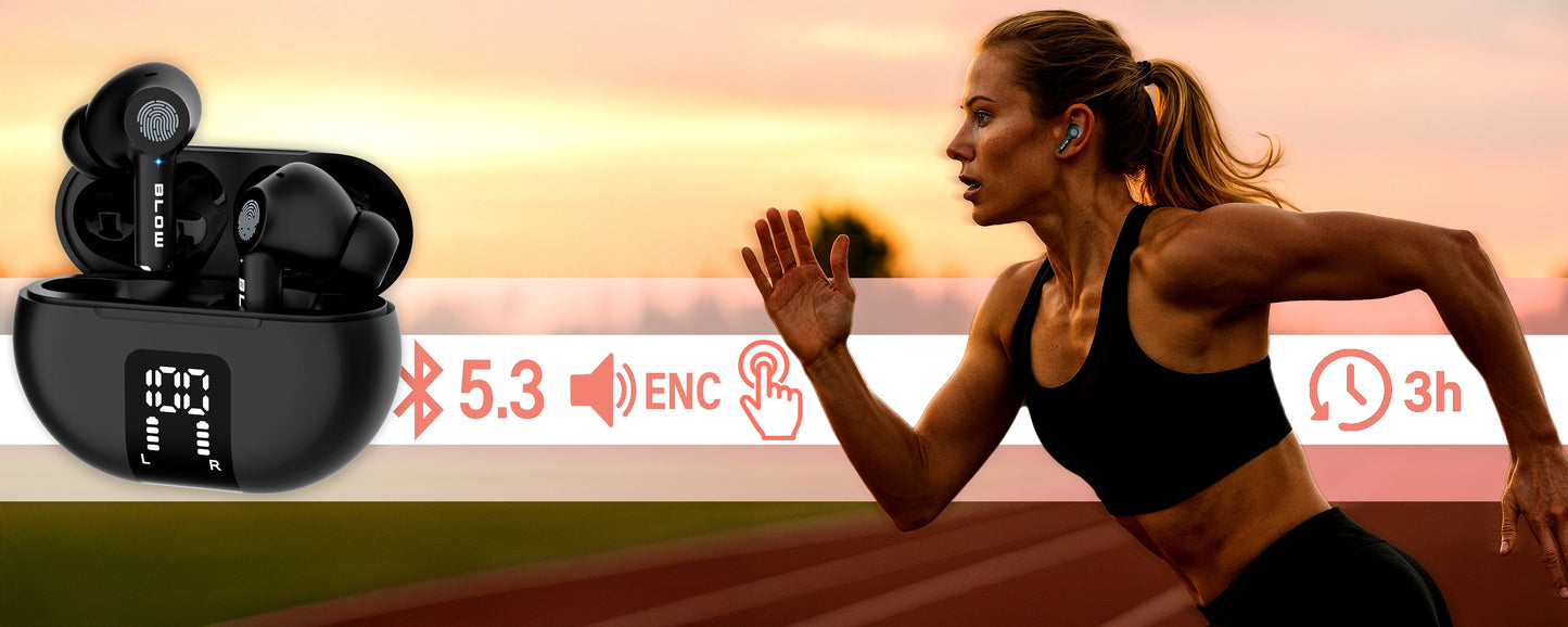 Belaidės Vidinės Ausinės PRO ENC BLUETOOTH 5.3 USB-C POWERBANK