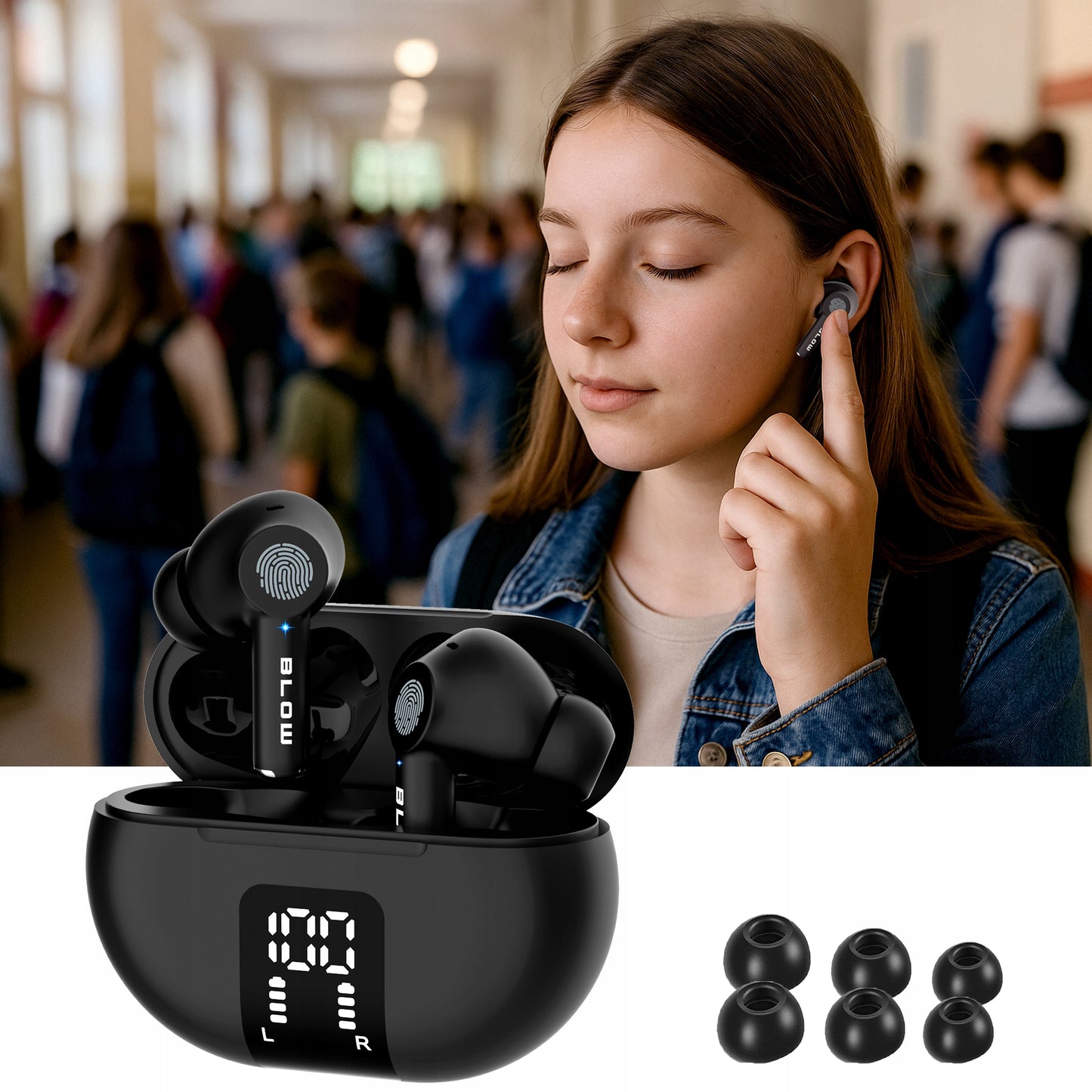 Belaidės Vidinės Ausinės PRO ENC BLUETOOTH 5.3 USB-C POWERBANK