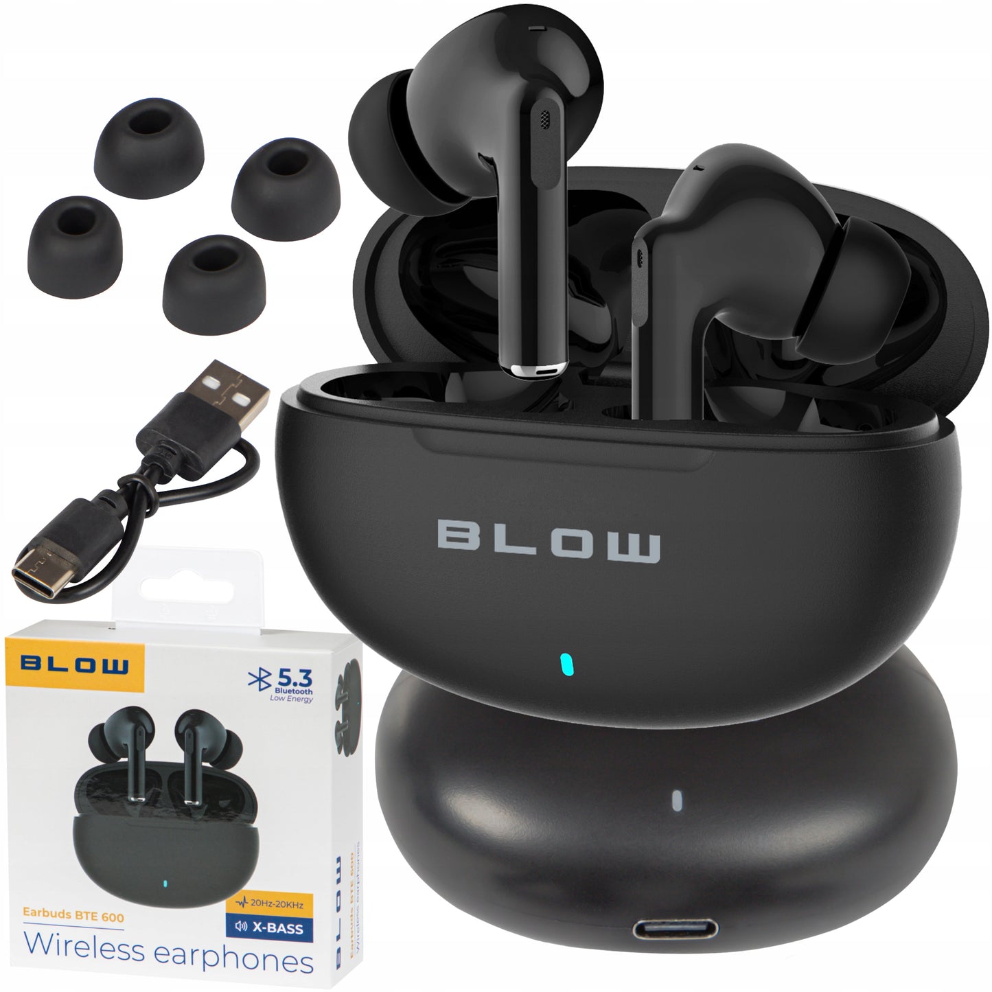 Belaidės In-ear Bluetooth ausinės su mikrofonu, žaidimų, Powerbank