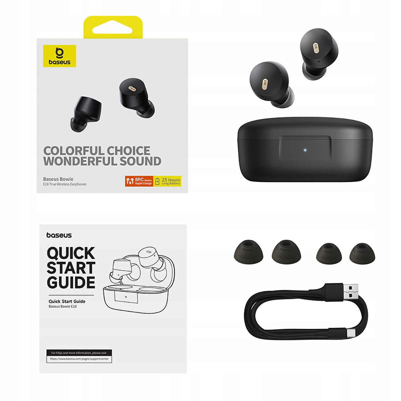 Belaidės Bluetooth ausinės BASEUS į ausį, dokanalinės TWS ENC IPX4