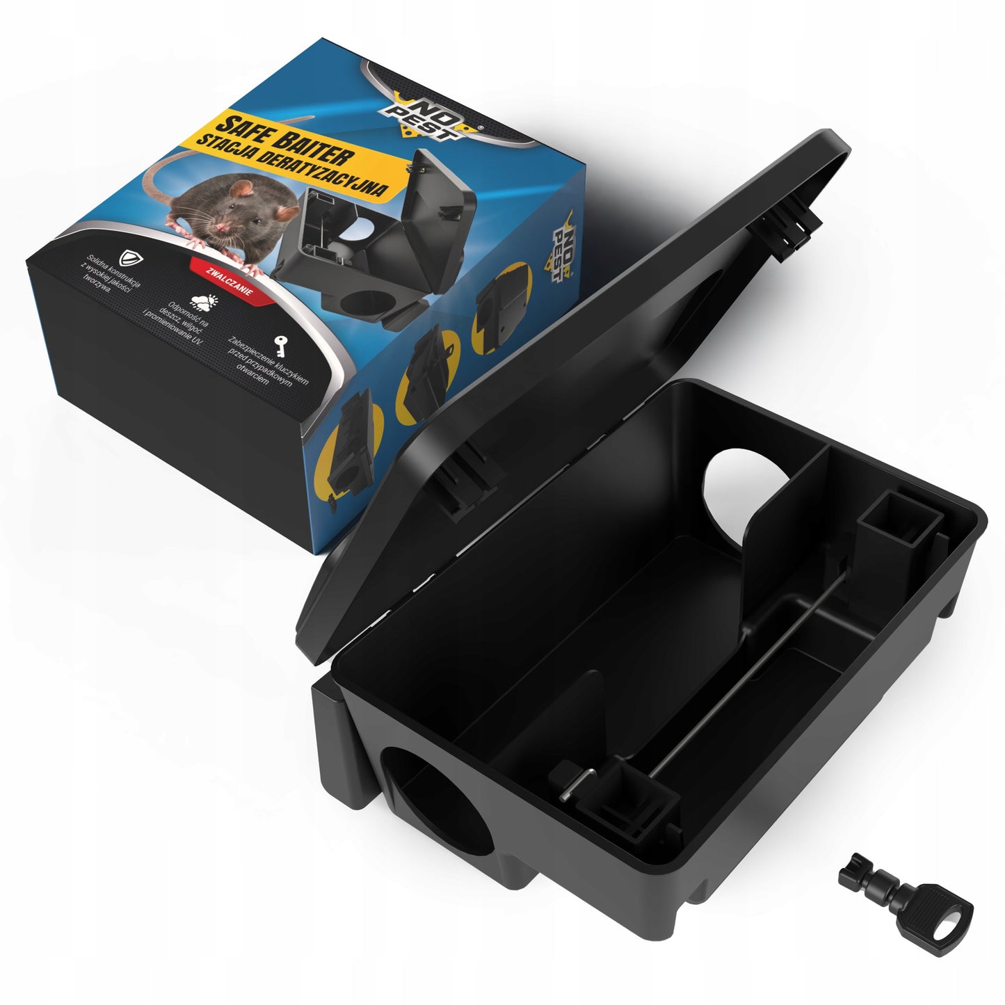 Deratizacijos stotelė
Lesyklėlė nuodams nuo pelių ir žiurkių NO PEST + raktelis