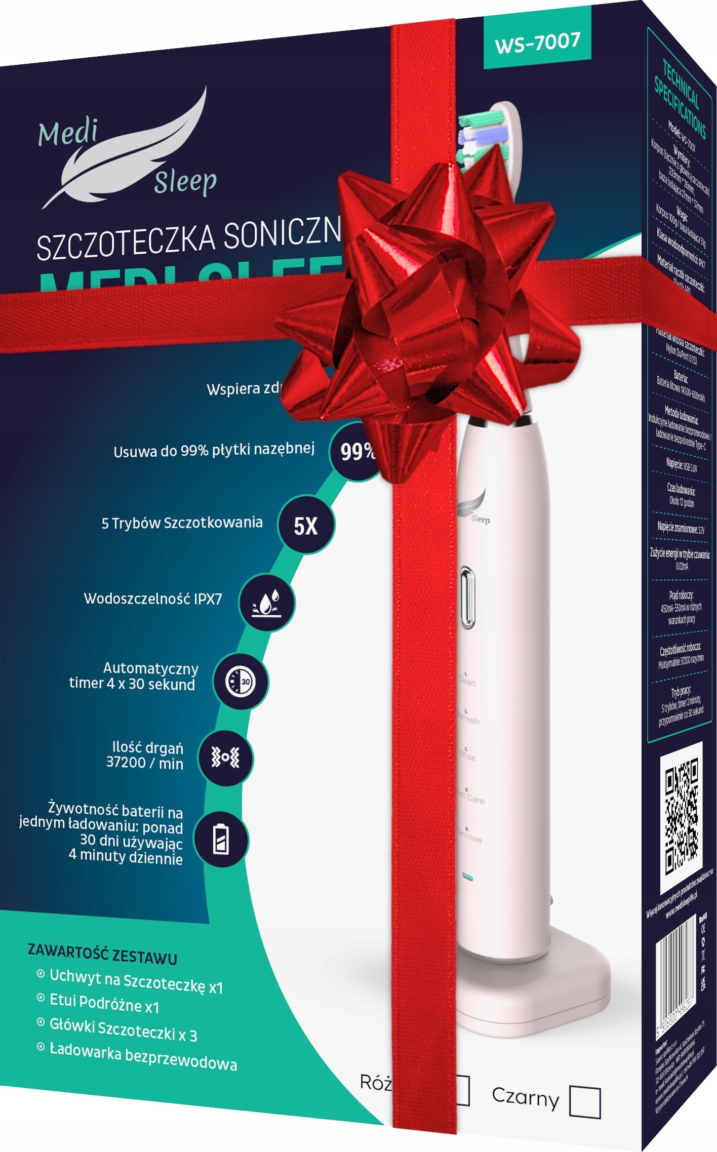 Sonic dantų šepetėlis + dėklas + laikiklis + 37 tūkst. vibracijų MEDI SLEEP