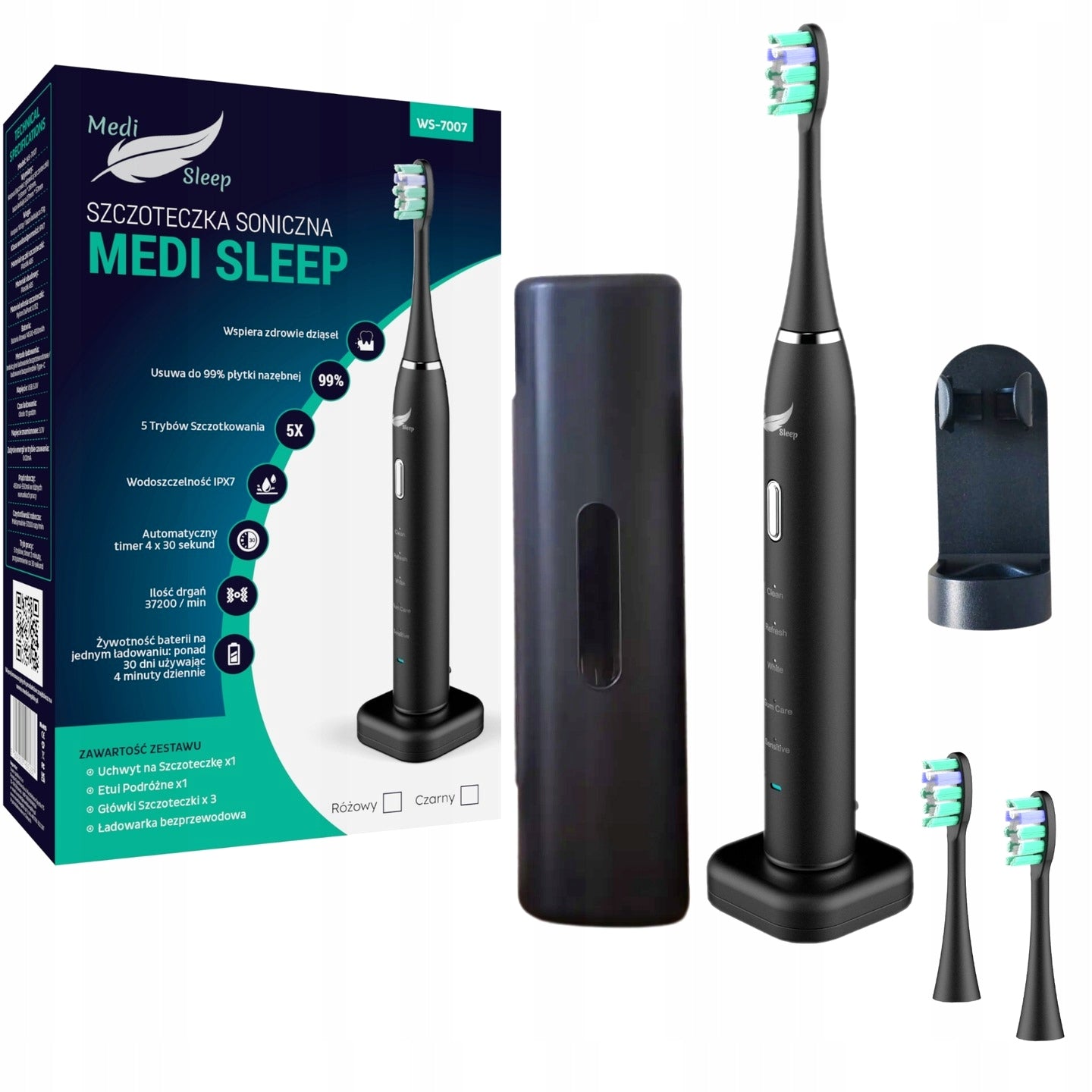 Sonic dantų šepetėlis + dėklas + laikiklis + 37 tūkst. vibracijų MEDI SLEEP