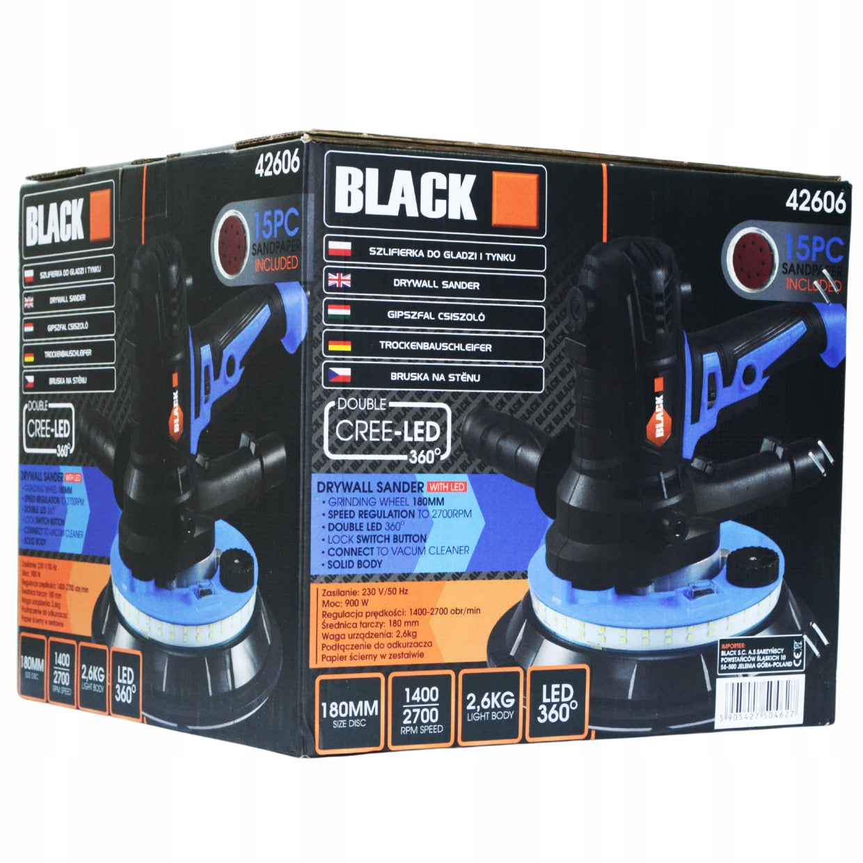 Šlifuoklis gipsui, tinkui, glaistui LED BLACK – AKCIJA TIK ŠIĄ SAVAITĘ