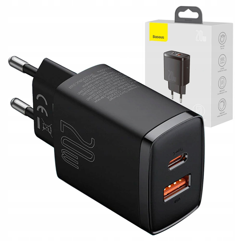 Galingas BASEUS 20W 3A USB-C tinklo įkroviklis, greitas QC PD telefonui
