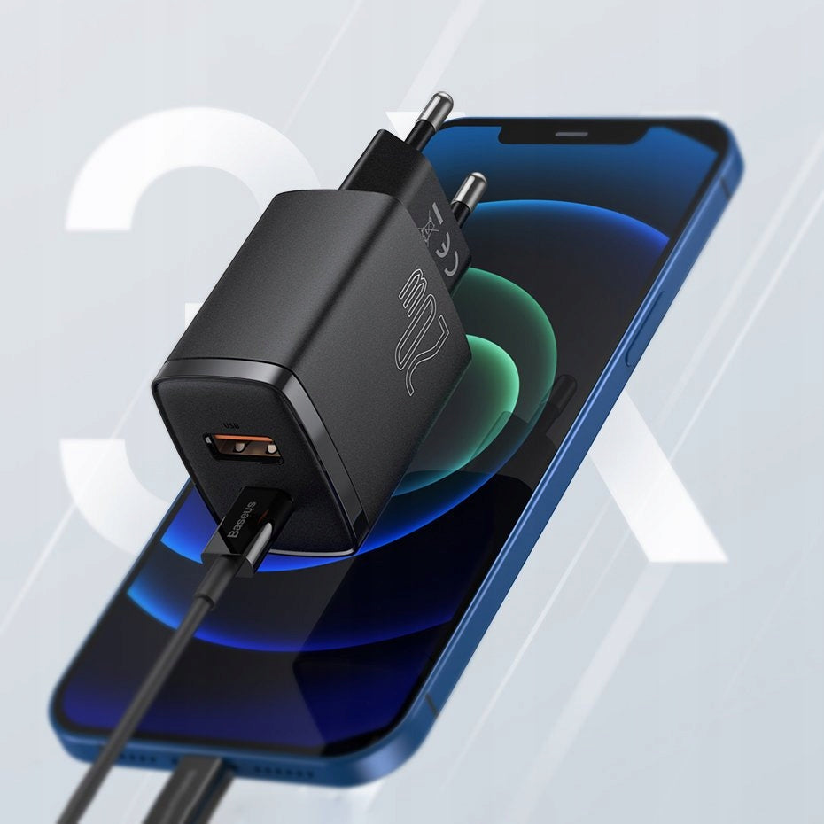 Galingas BASEUS 20W 3A USB-C tinklo įkroviklis, greitas QC PD telefonui