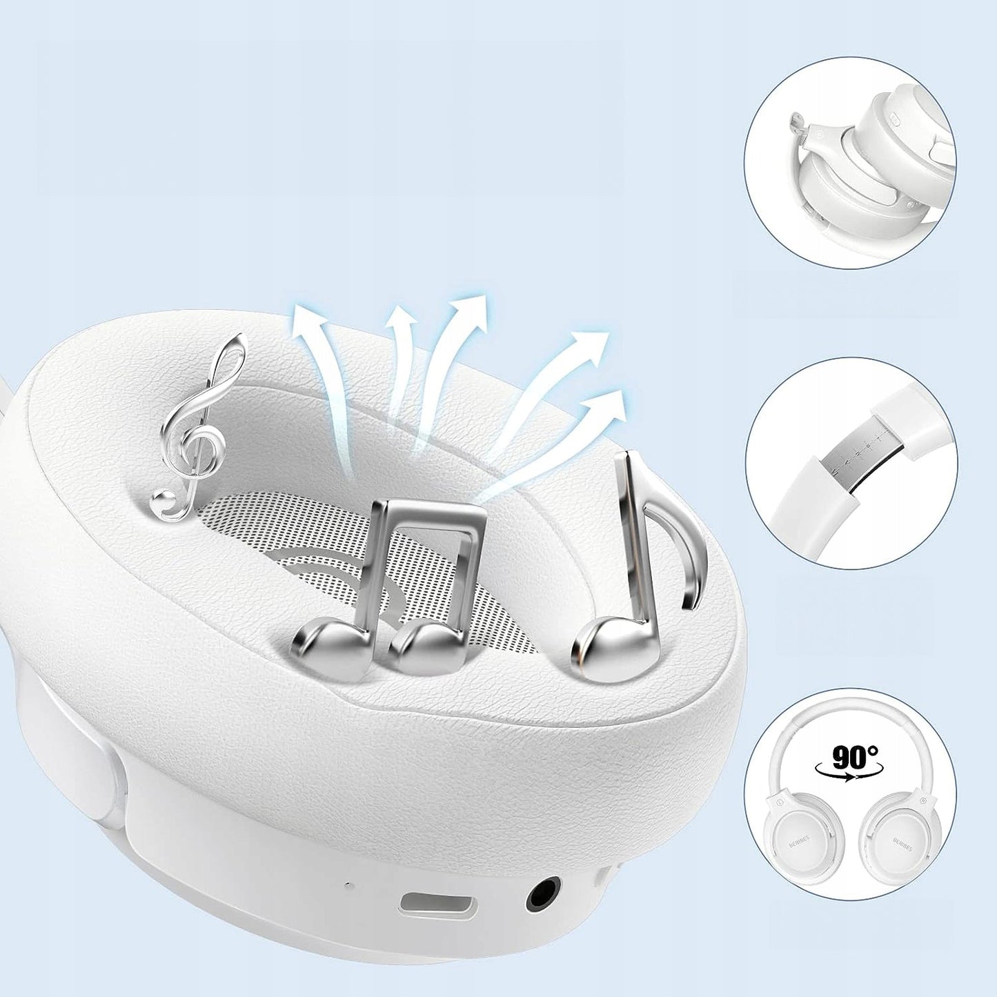 Belaidės ausinės FEEGAR ant ausies 65H Bluetooth 5.3 Mikrofonas 6xEQ