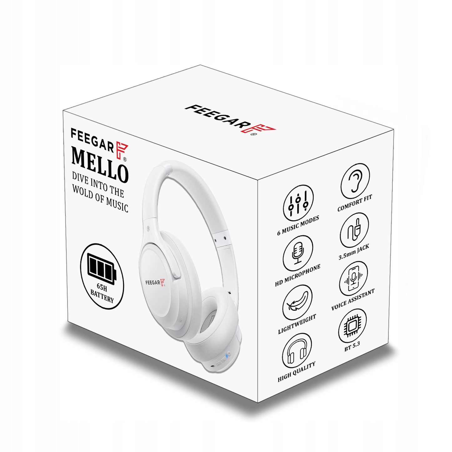 Belaidės ausinės FEEGAR ant ausies 65H Bluetooth 5.3 Mikrofonas 6xEQ