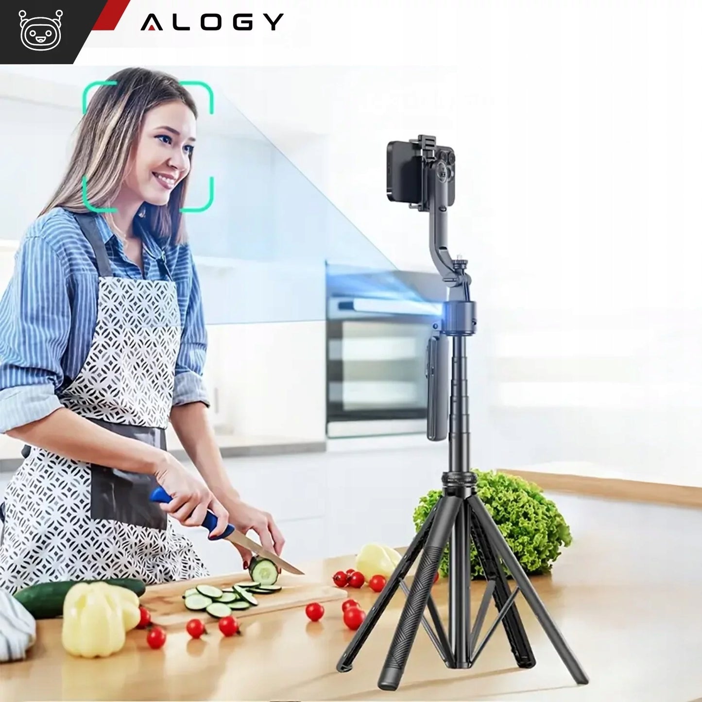 Gimbalinis trikojis stovas su veido sekimo funkcija įrašymui, TrackPod, telefonui