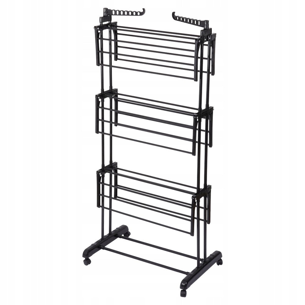 Didelė vertikali juoda metalinė XXL drabužių ir apatinių skalbinių džiovykla