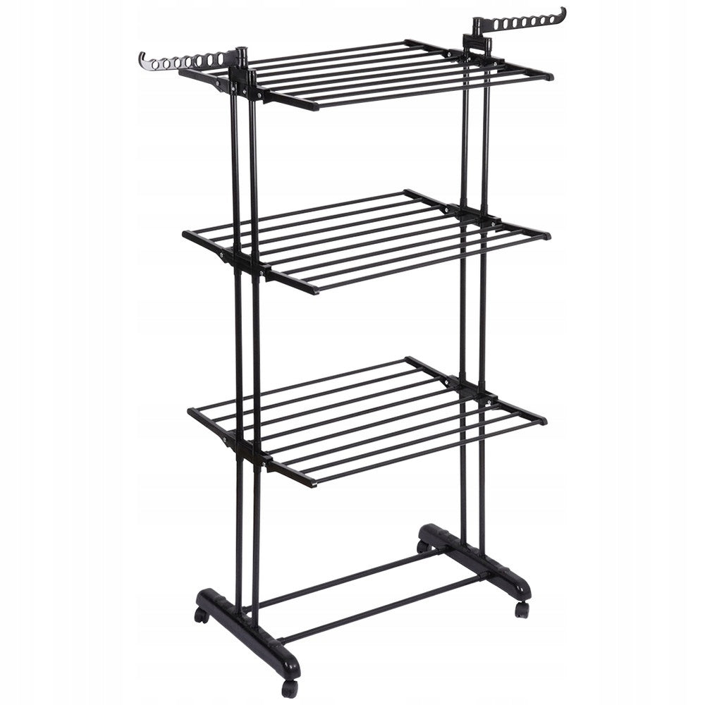 Didelė vertikali juoda metalinė XXL drabužių ir apatinių skalbinių džiovykla