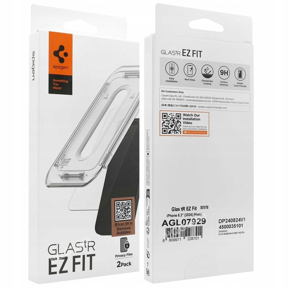 Grūdintas stiklas Apple iPhone 16 Pro / 17 / 17 Pro, privatumą saugantis, 2 vnt.