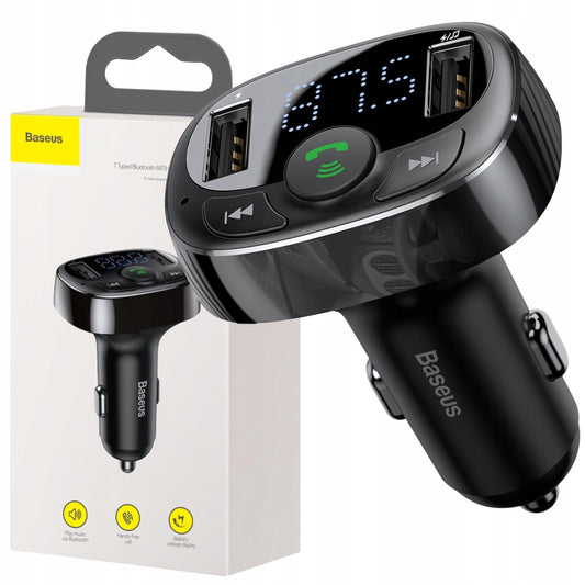 FM siųstuvas Bluetooth automobilinis įkroviklis BASEUS MP3 2x USB TF micro SD