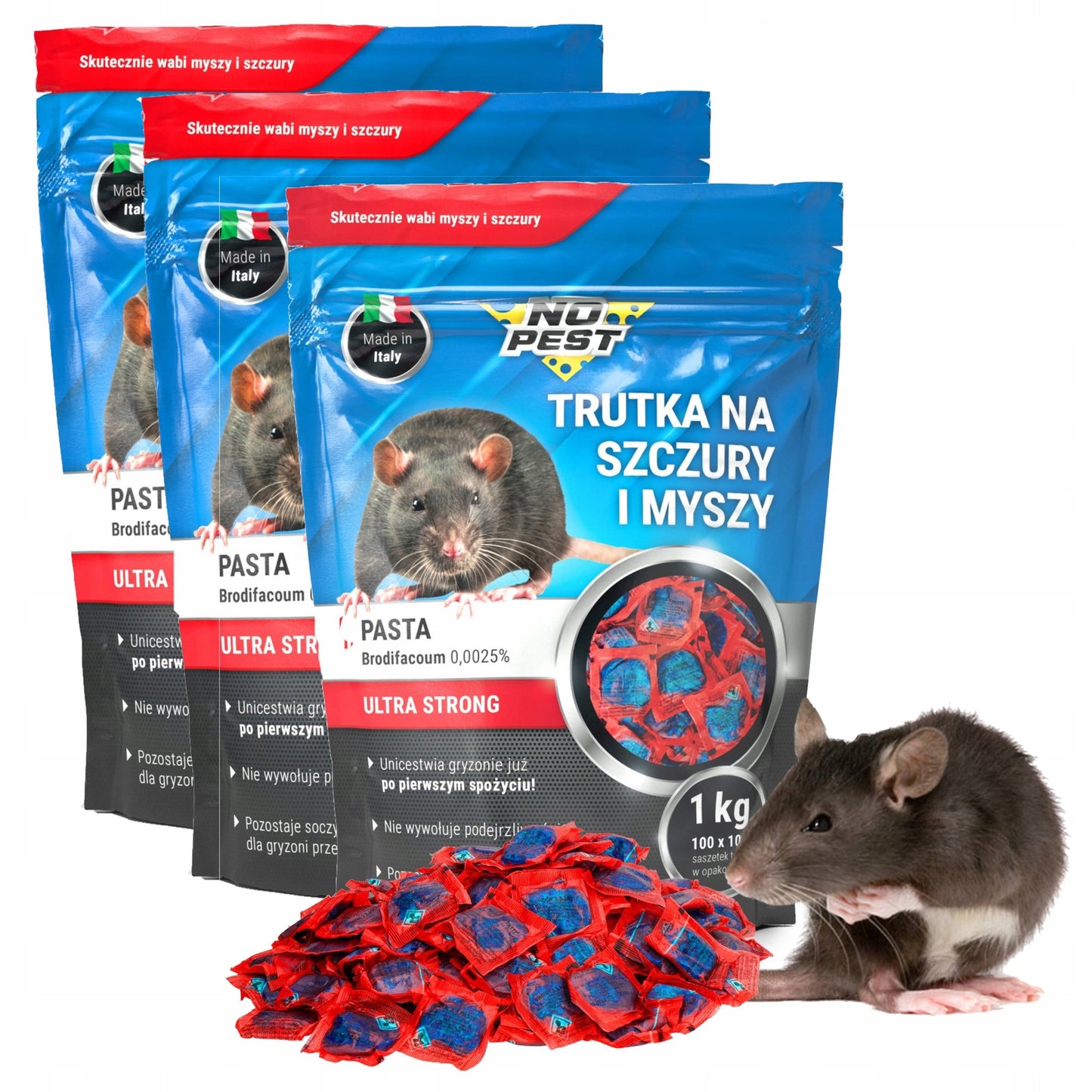 Stiprūs nuodai graužikams (žiurkėms, pelėms) - pasta NO PEST 3x1KG