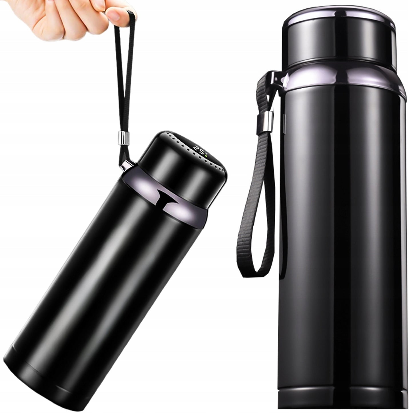 Termosas LED Alogy 800ml su sieteliu ir ekranėliu kavai ir arbatai Juodas