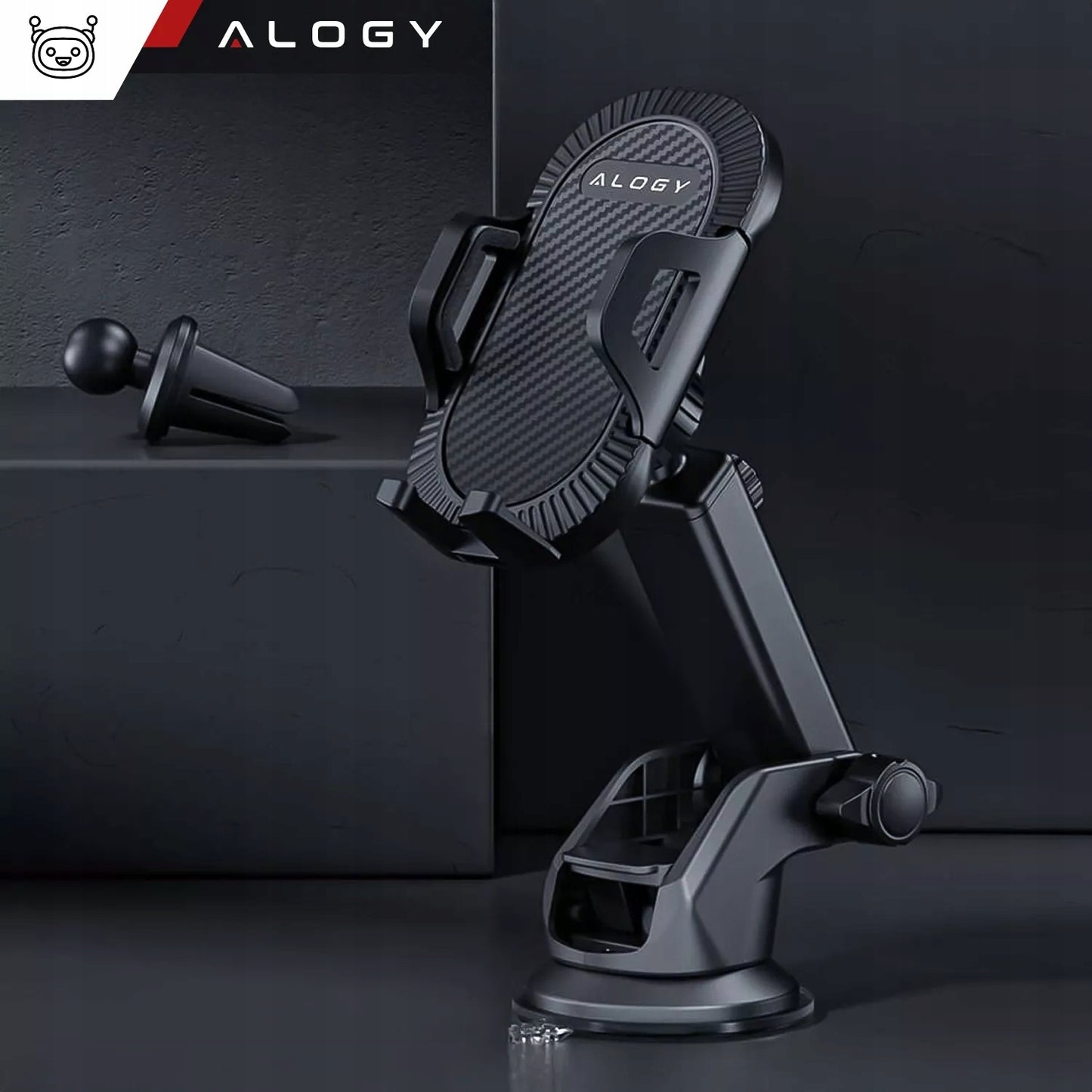 Tvirtas automobilinis telefono laikiklis - tinka priekiniam stiklui, prietaisų skydeliui, salonui