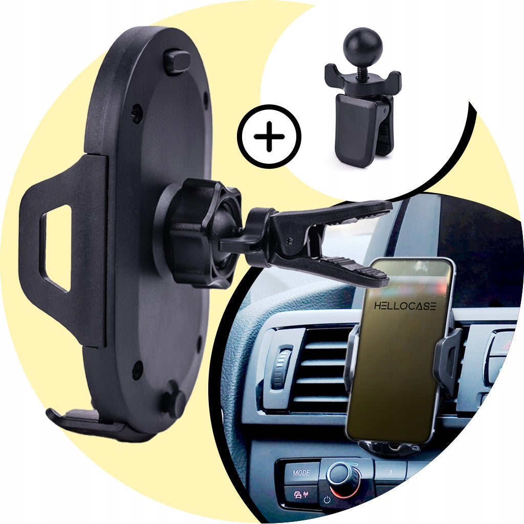 STIPRUS AUTOMOBILINIS TELEFONO LAIKIKLIS ANT STIKLO, PRIETAISŲ SKYDELIO, VENTILIACIJOS GĖLELIŲ + 3IN1 USB LAIDAS