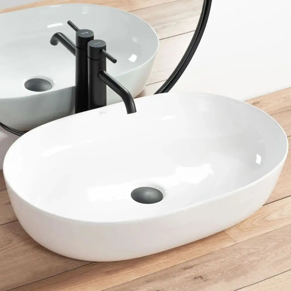 Baltas ovalus 60 cm stalviršio praustuvas REA CLEO, didelis