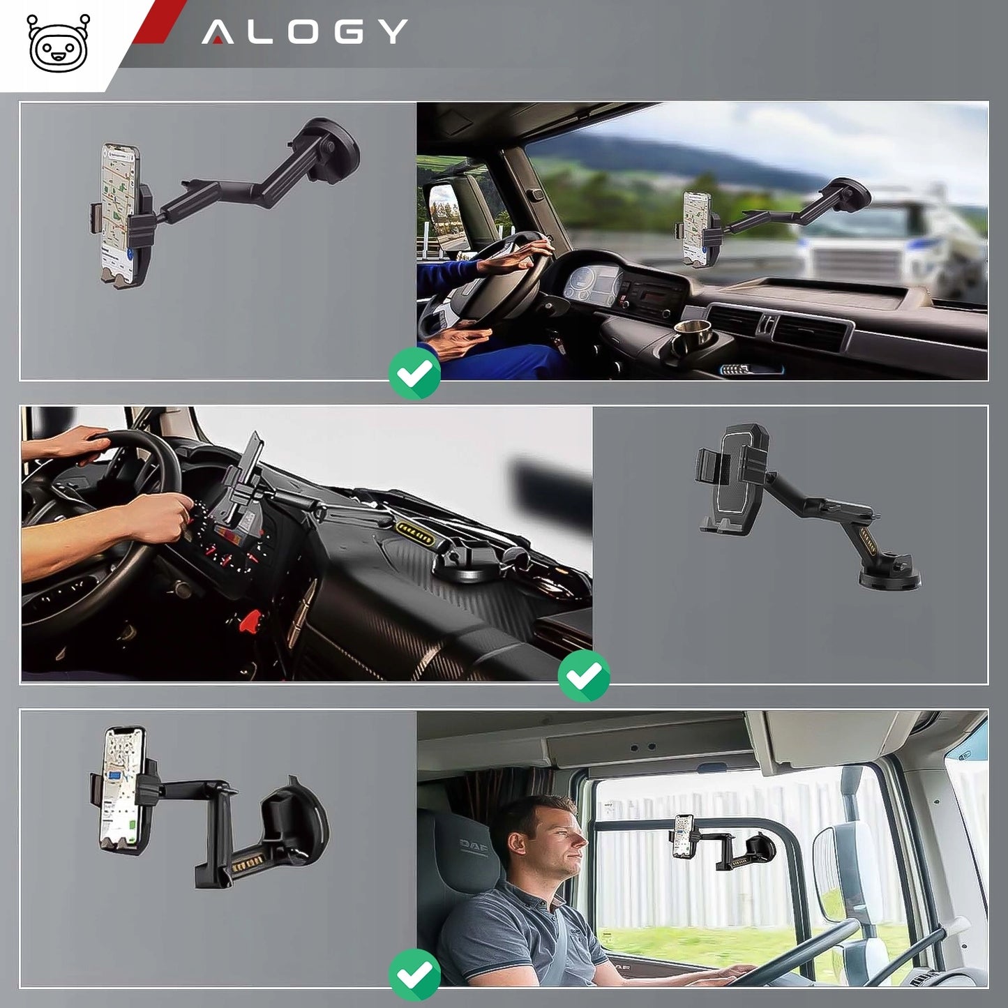 Telefono laikiklis automobiliui / sunkvežimiui / ekskavatoriui / autobusui / sunkvežimiui - Alogy