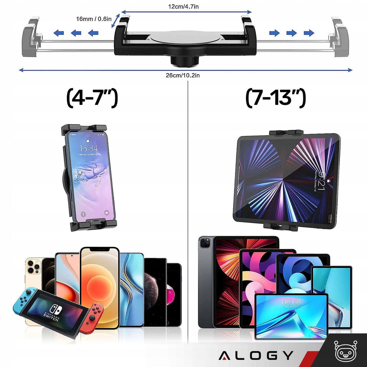 Tvirtas automobilinis laikiklis telefonui ir planšetiniam kompiuteriui, montuojamas ant prietaisų skydelio arba priekinio stiklo