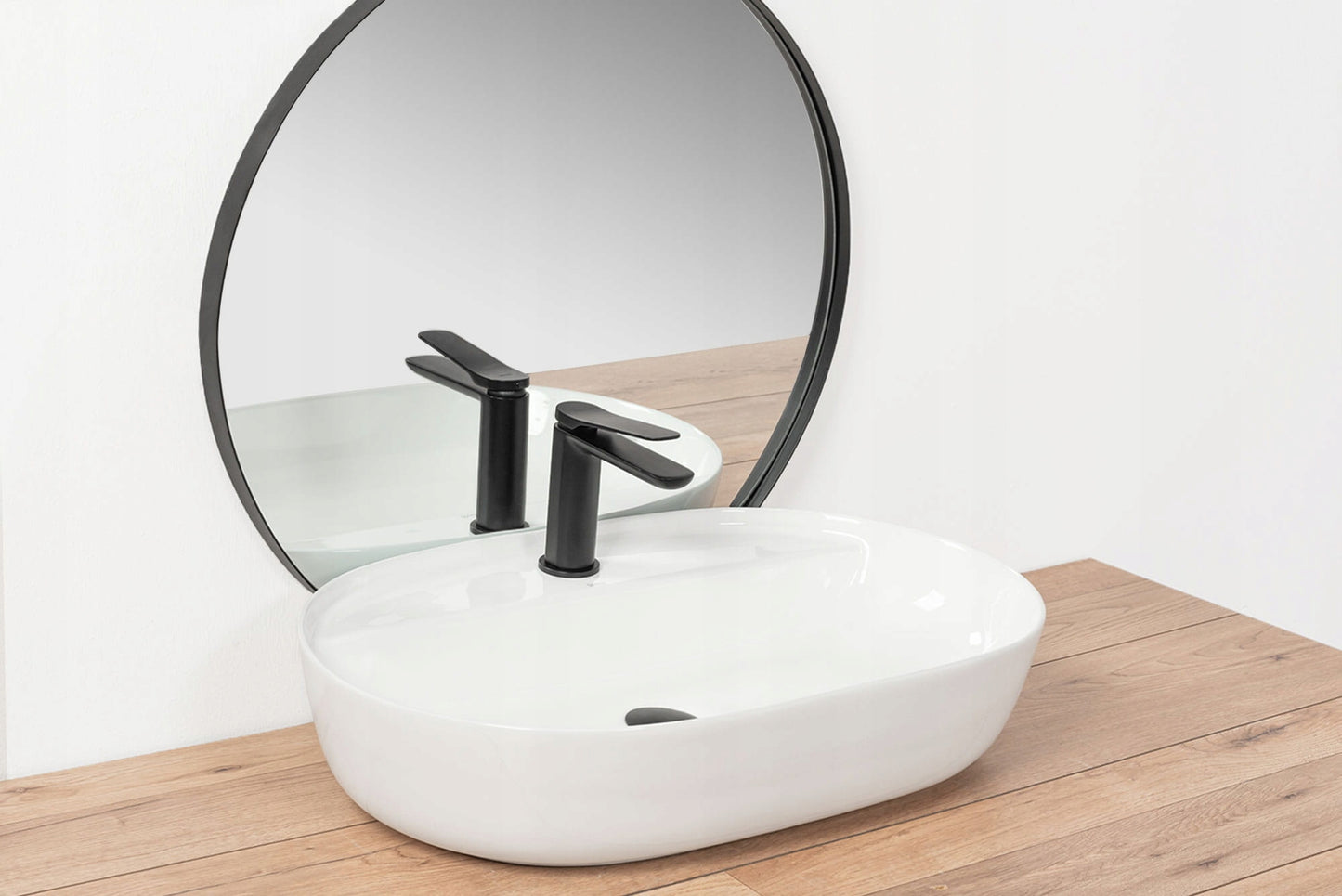 Keraminis stalviršio praustuvas baltas ovalus blizgus AURA - REA