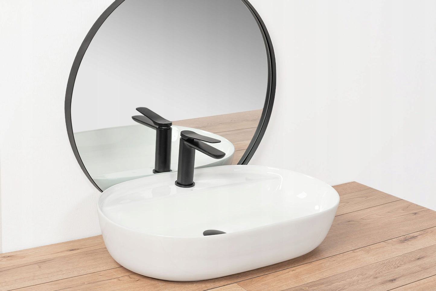 Keraminis stalviršio praustuvas baltas ovalus blizgus AURA - REA