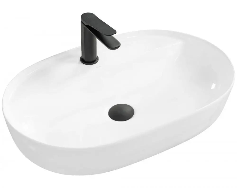 Keraminis stalviršio praustuvas baltas ovalus blizgus AURA - REA