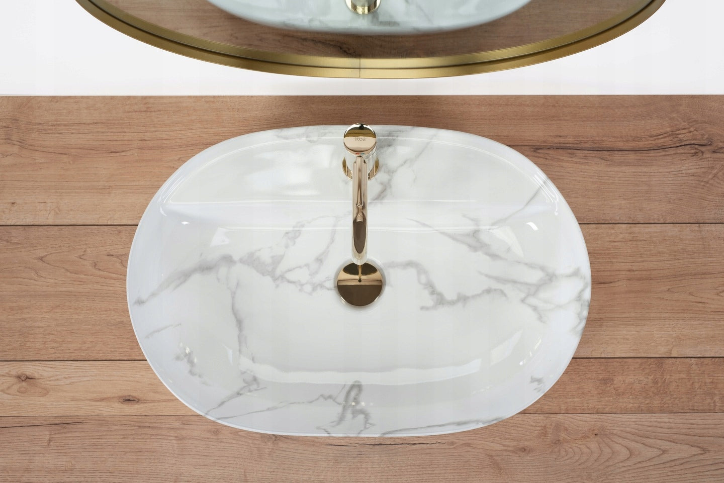 Keramikinis stalviršinis praustuvas ovalus REA AURA 61 MARMO SHINY AKMUO