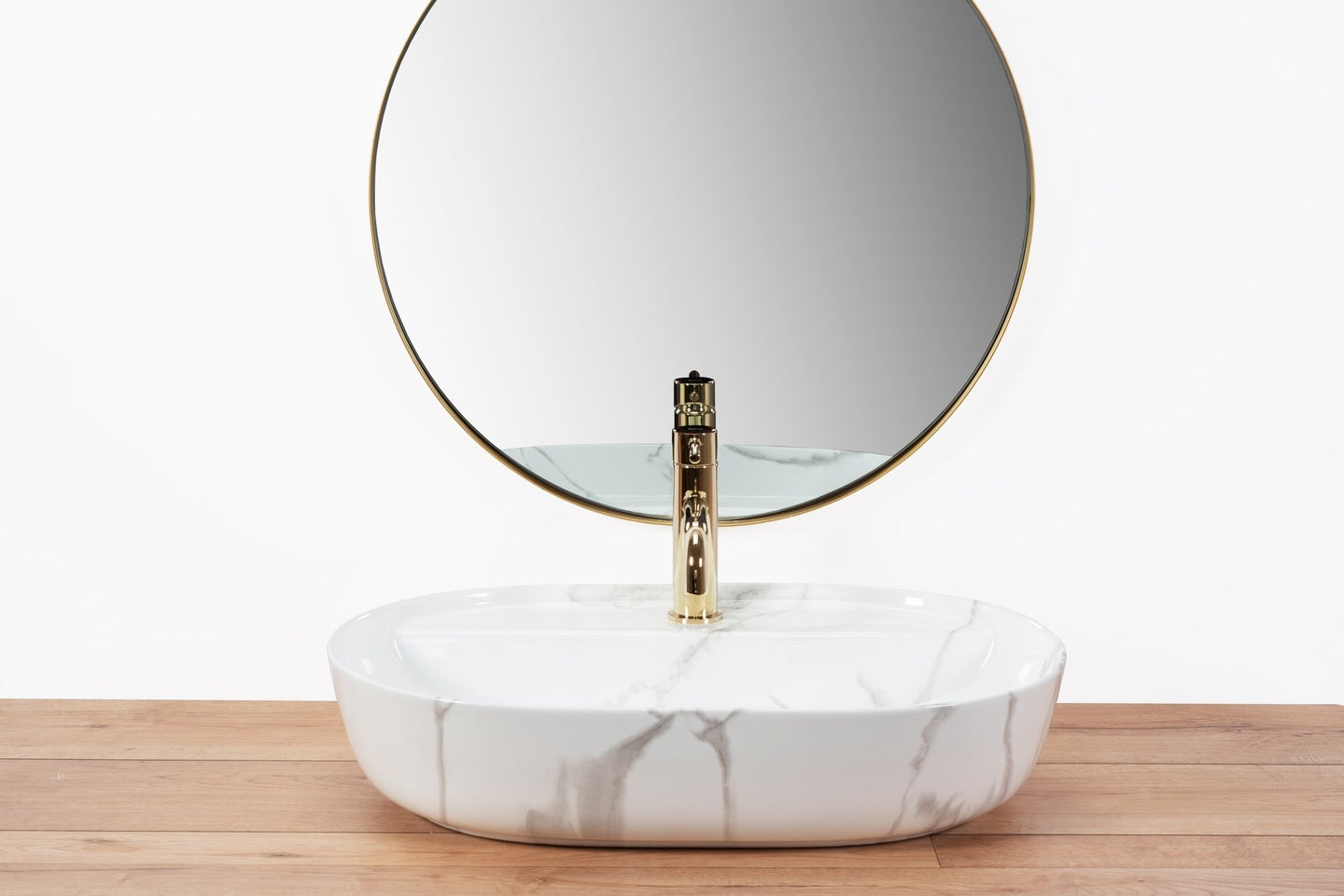 Keramikinis stalviršinis praustuvas ovalus REA AURA 61 MARMO SHINY AKMUO