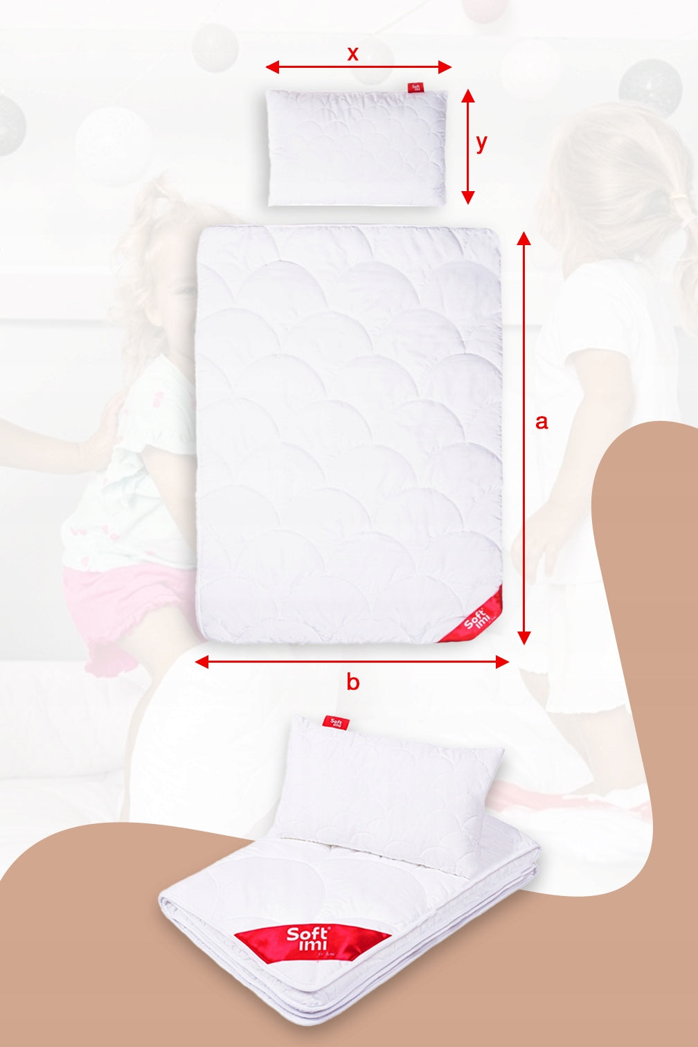 Vaikiška antialerginė patalynė, komplektas, Antklodė 100x135 + Pagalvė 40x60 Softimi