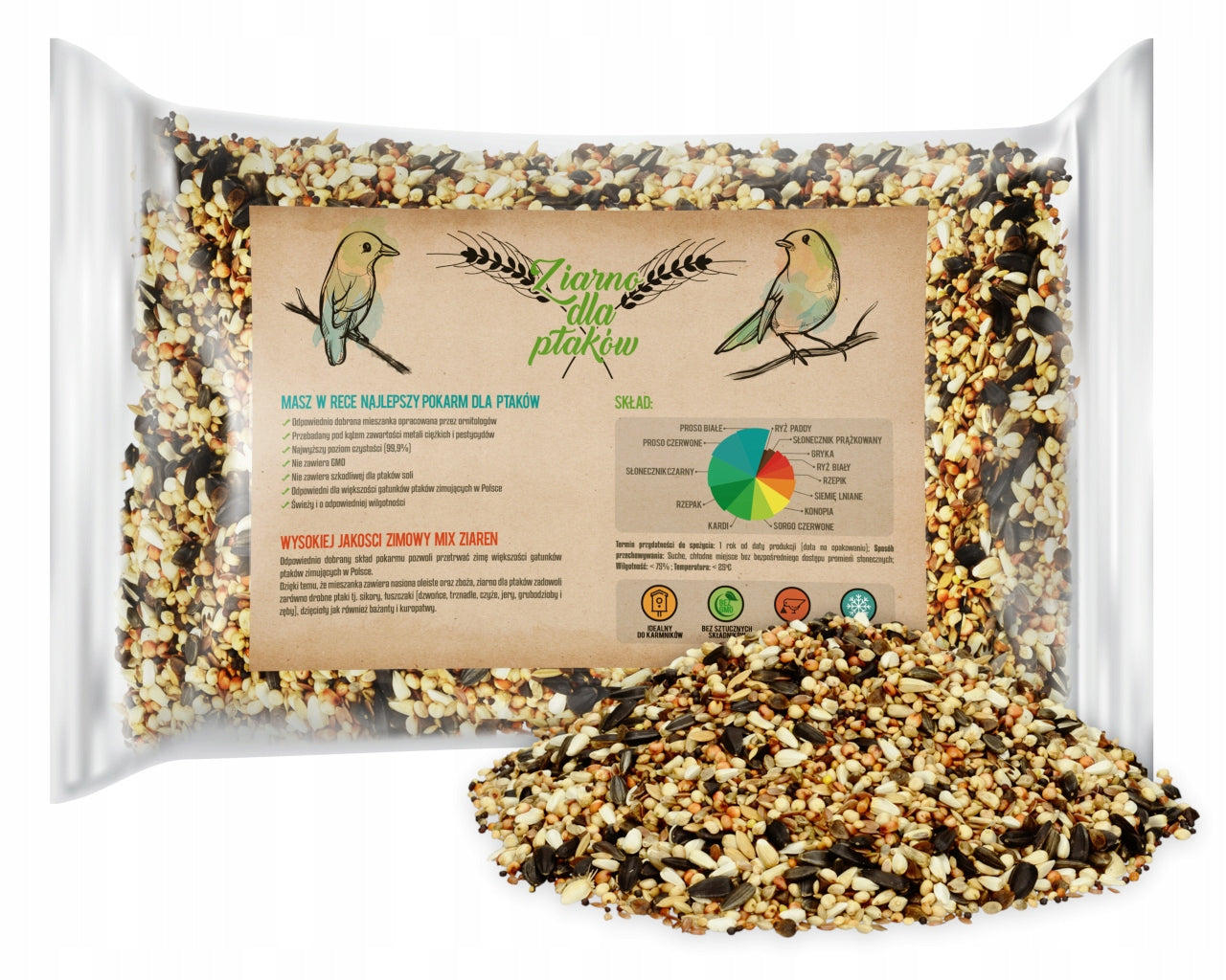 SVEIKAS PAŠARAS GRŪDAI PAUKŠČIAMS GRŪDŲ MIŠINYS ŽIEMAI 1KG