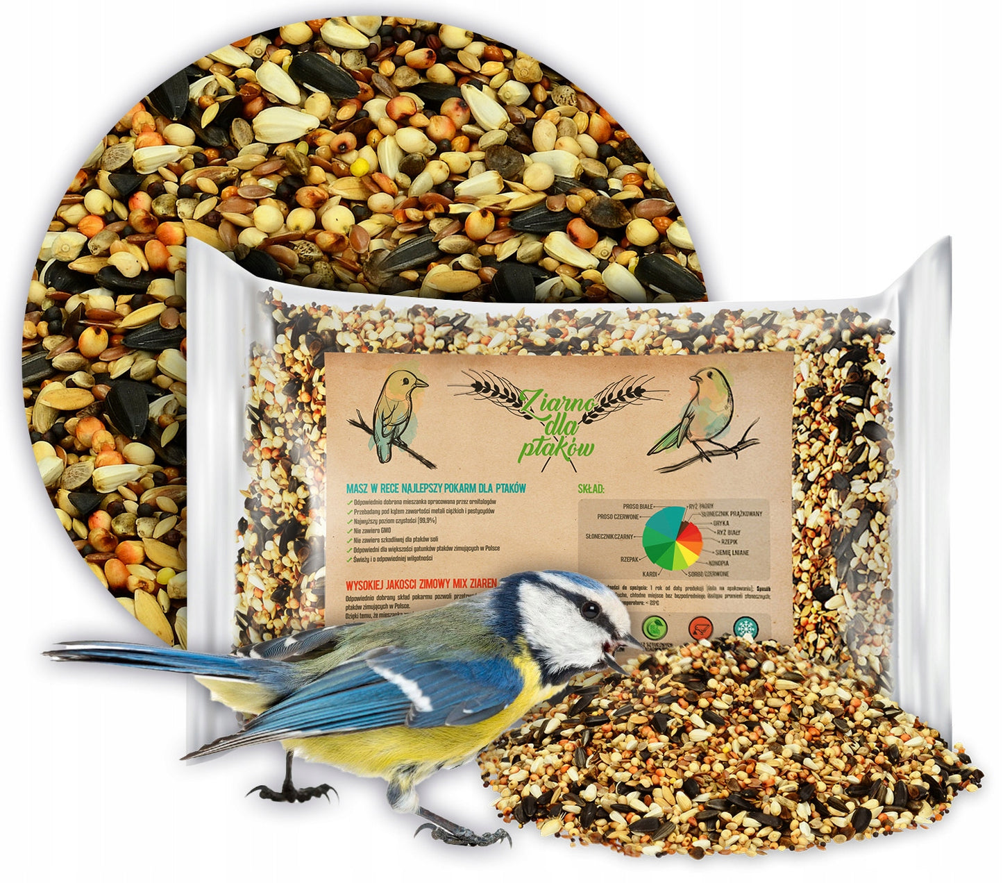 SVEIKAS PAŠARAS GRŪDAI PAUKŠČIAMS GRŪDŲ MIŠINYS ŽIEMAI 1KG