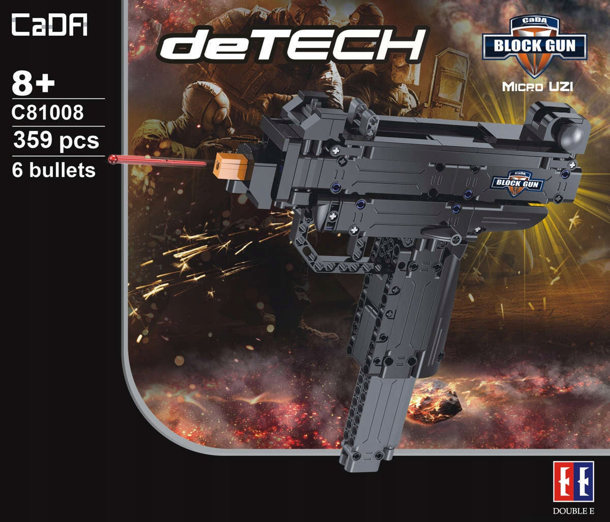 Konstrukcinis kaladėlių rinkinys CADA Ginklo Pistoletas Micro UZI Šaudantis